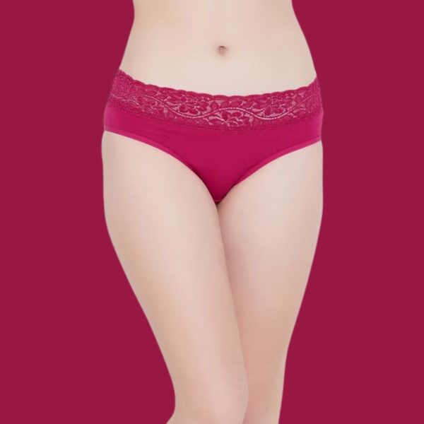 Enchantress Lace Hipster Panty in Dark Pink - Cotton & Lace
