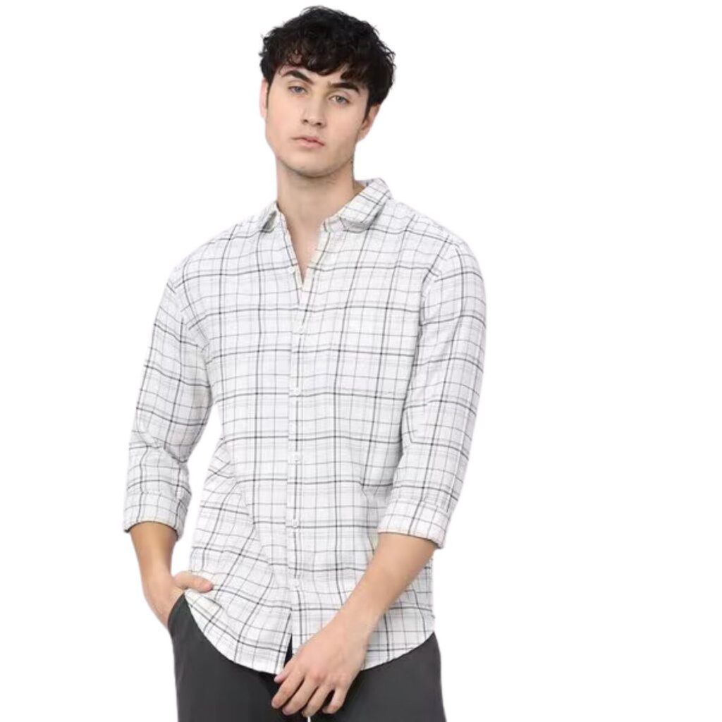 Men Checked Slim Fit Shirt with Patch Pocket
